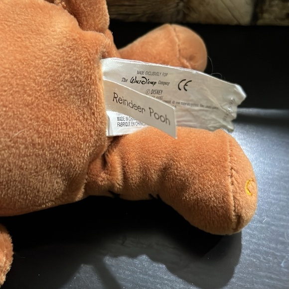 DISNEY Vintage REINDEER POOH Beanie Plush Winnie the Pooh 9" Patch Pocket 1999 - Picture 7 of 12